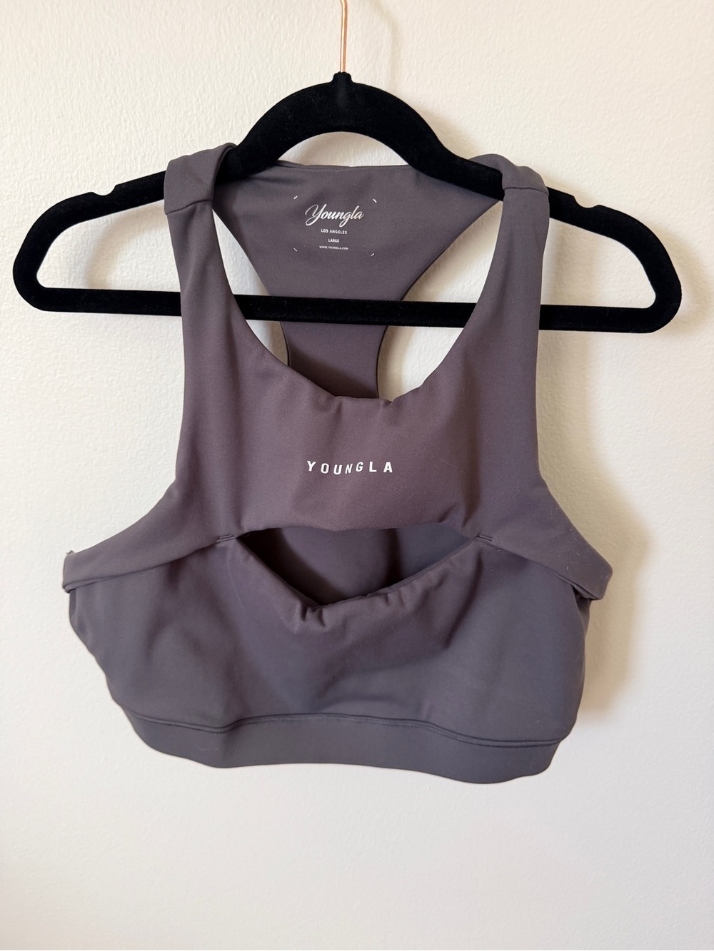 YoungLA Women's Charcoal Gray Elevate Cut-Out Sports Bra
